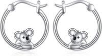 wholesale 925 Sterling Silver Koala Bear Hoop Earrings for Women - Adorable Animal Lover -koala hoop