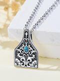 wholesale 925 Sterling Silver Turquoise Pendant Necklace Vintage Floral Filigree Oxidized Finish Chain-0-4