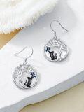 wholesale 925 Sterling Silver Cat Tree of Life Dangle Drop Earrings for Women Gifts-0-2