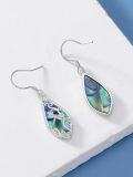 wholesale 925 Sterling Silver Abalone Shell Teardrop Butterfly Filigree Drop Earrings-0-4