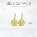 TOUPOP 14K Gold Plated Sterling Silver Round Natural Jade Earrings-0-3