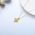 wholesale 14K Gold Mama Bear and Cub Heart Pendant Necklace for Mothers Day Gifts-0-3