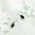 wholesale 925 Sterling Silver Tree of Life Black Onyx Teardrop Leverback Earrings-0-2