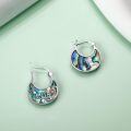 wholesale 925 Sterling Silver Abalone Shell Lotus Flower Hoop Earrings for Women-0-3