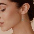 wholesale 925 Sterling Silver Blue Opal Crescent Moon Threader Dangle Earrings-0-1