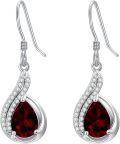 wholesale Sterling Silver 1 5ct Garnet Amethyst Blue Sapphire Drop Dangle Earrings-0-0