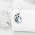 wholesale 925 Sterling Silver Green Blue Crystal Peacock Pendant Necklace for Women Birds Feathers Gemstone s-0-2