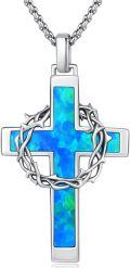 wholesale Sterling Silver Cross Necklace with Crown of Thorns Pendant Catholic Jewelry for Men Women-0-23