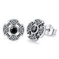 wholesale 925 Sterling Silver 925 Black Crystal Celtic Knot Cross Stud Earrings for Women and Men - Irish-0-0