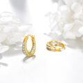 wholesale Gold Plated 925 Sterling Silver Cubic Zirconia Small Hoop Earrings with Wave Design for Women-0-4