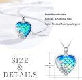wholesale 925 Sterling Silver Heart-Shaped Mermaid Scale Pendant Necklace with Dolphin and Cubic Zirconia - Beach  for Women-0-5