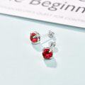 wholesale 925 Sterling Silver Ruby Red Gemstone Stud Earrings for Women Girls Gift Boxed-0-2