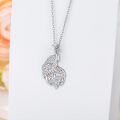 wholesale 925 Sterling Silver Cubic Zirconia & Rose Gold Plated Jade Peacock Pendant Necklace-0-2