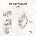 wholesale 925 Sterling Silver Citrine Celtic Knot Adjustable Ring for Women-0-3