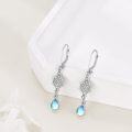 wholesale 925 Sterling Silver Blue Moonstone Leaf CZ Dangle Earrings for Women Gifts-0-2