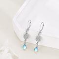 wholesale 925 Sterling Silver Moonstone Drop Earrings Zircon Leaf Design Platinum Plated-0-2