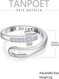 wholesale 925 Sterling Silver Mustard Seed Faith Cross Ring for Women Men Adjustable Open Finger Thumb Christian Jewelry Gift-0-2