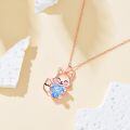 wholesale 925 Sterling Silver Birthstone Cute Fox Heart Pendant Necklace for Women-0-3