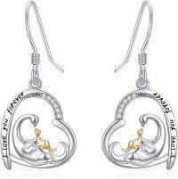 wholesale 925 Sterling Silver Swan Heart-Shaped Drop Earrings - Hypoallergenic Gift for Her-Dinosaur