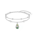 wholesale 925 Sterling Silver Mountain Opal Teardrop Cross Anklets Wholesale with Adjustable Chain and Beads-0-0