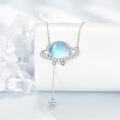 wholesale 925 Sterling Silver Blue Moonstone Planet Star Pendant Necklace for Women Gifts-0-2