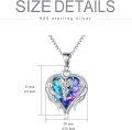 wholesale 925 Sterling Silver Blue & Purple Austrian Crystal Caduceus Angel Wings Heart Nurse Pendant Necklace-0-4