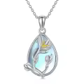 wholesale 925 Sterling Silver Teardrop Moonstone Birth Flower Pendant Necklaces Wholesale Gifts for Women-0-0