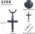 wholesale Black  Abalone Shell Inlay Cross Pendant Chain Necklace for Men's Religious s-0-1
