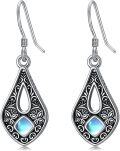 wholesale 925 Sterling Silver Teardrop Moonstone Filigree Drop Dangle Earrings for Women-0-0