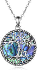 wholesale 925 Sterling Silver Abalone Shell Tree of Life Pendant Necklace for Women - Christmas Gift-0-0