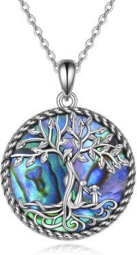 wholesale 925 Sterling Silver Abalone Shell Tree of Life Pendant Necklace for Women - Christmas Gift-tree and two necklace
