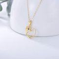 wholesale 14K Gold Unicorn Head in Love Heart Shape Pendant Necklace for Women - 18 Inches Chain Length-0-3