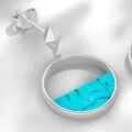wholesale 925 Sterling Silver Round Genuine Turquoise Drop Earrings for Women-0-1