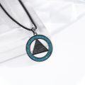 wholesale 925 Sterling Silver Round Blue Stone Egyptian Symbol Pendant Necklaces for Men Women s-0-5