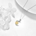 wholesale 925 Sterling Silver Yellow Gold Plated Sunflower Pendant Chain Necklace-0-1
