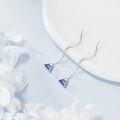 wholesale 925 Sterling Silver Mountain Triangle Threader Dangle Drop Earrings with Blue Enamel and Chain for Women-0-4