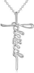 wholesale 925 Sterling Silver Infinity Cross Pendant Necklace with Stones for Women - Faith & Hope s-0-0