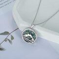 wholesale 925 Sterling Silver with Abalone Shell and Moss Agate Mountain Pendant Necklace for Hikers-0-2