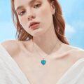 wholesale 925 Sterling Silver Blue Green Turquoise Heart Pendant Necklace for Women-0-3