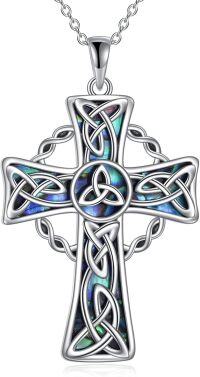 wholesale 925 Sterling Silver Celtic Knot Abalone Shell Inlay Cross Pendant Necklace for Women-Celtic Cross Ⅱ