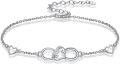 wholesale 925 Sterling Silver Heart & Infinity Link Bracelet w/Adjustable Closure - Elegant Holiday Gift for Her-0-0