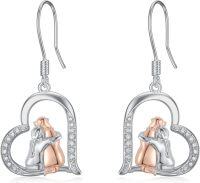 wholesale 925 Sterling Silver Heart-Shaped Animal Pendant Drop Earrings for Women-Dog