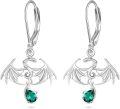 wholesale 925 Sterling Silver Dragon Green Crystal Drop Earrings for Fantasy Enthusiasts-0-0