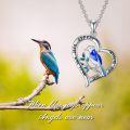 wholesale 925 Sterling Silver Heart-Shaped Blue Jay Bird Pendant Necklace - Love Gift for Women and Moms-0-4