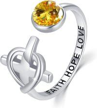 wholesale 925 Sterling Silver Christian Cross Dainty Open Wrap Stacking Ring for Women-02-Dark Yellow