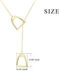 wholesale 925 Sterling Silver Double Horse Stirrup Pendant Layered Chain Necklace-0-14