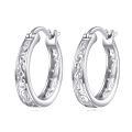 wholesale 925 Sterling Silver Hoop Earrings Platinum Plated Vintage Filigree Scroll Design-0-0