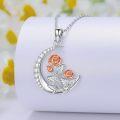 wholesale 925 Sterling Silver Crescent Moon & Roses Pendant Necklace for Women - Mother's Day Gifts-0-3