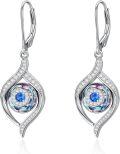 wholesale 925 Sterling Silver Rainbow Mystic Topaz Evil Eye Drop Earrings for Women and Teenage Girls-0-4