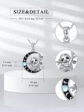 wholesale 925 Sterling Silver Sloth Crescent Moon Charm Pendant Necklace with Blue Stone Accent-0-4